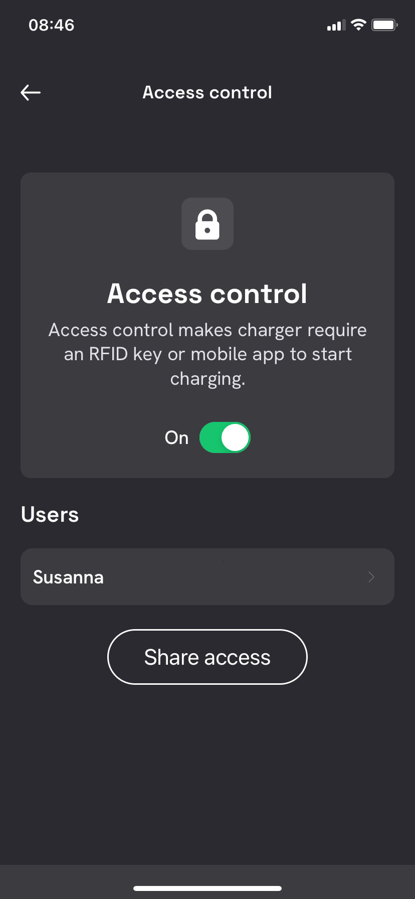 Defa Power app settings - Access control RFID Key