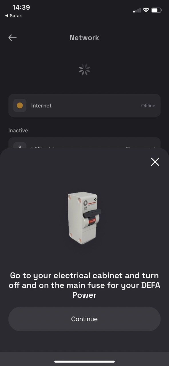 Screenshot - Turn off fuse in DEFA Power app