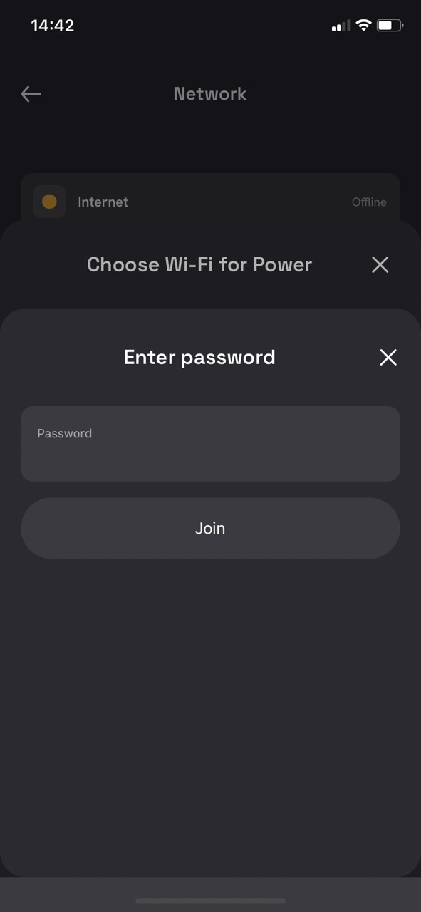 Screenshot - Enter Wifi password in the DEFA Power app