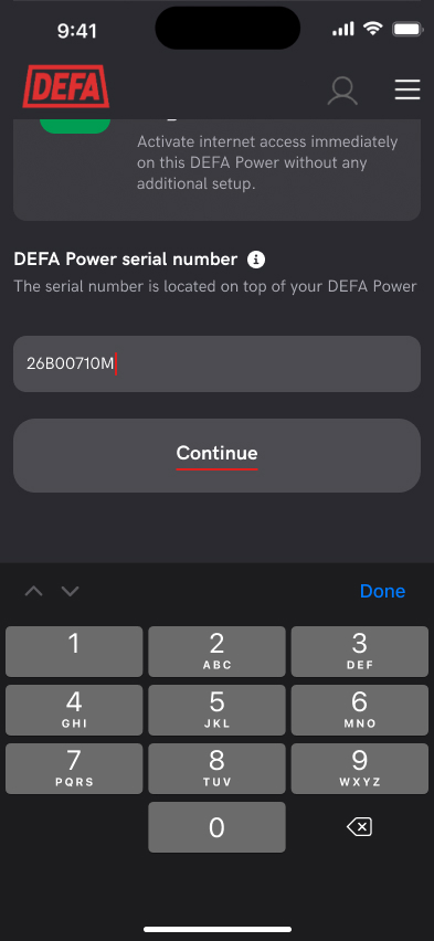 Screenshot - Enter serial number to get started with cellular connectivity