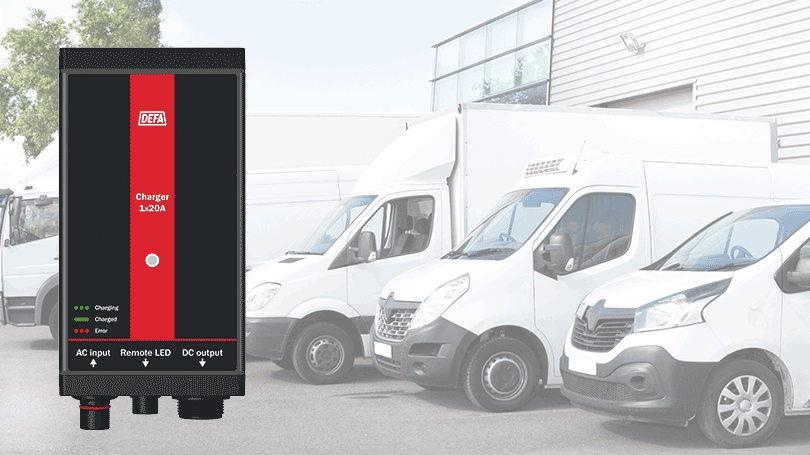 MultiCharger 40A in front of light commercial vehicles of various vehices