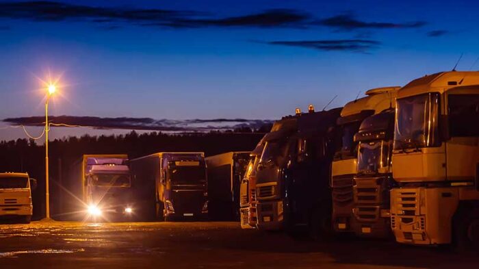 Trucks at parking place