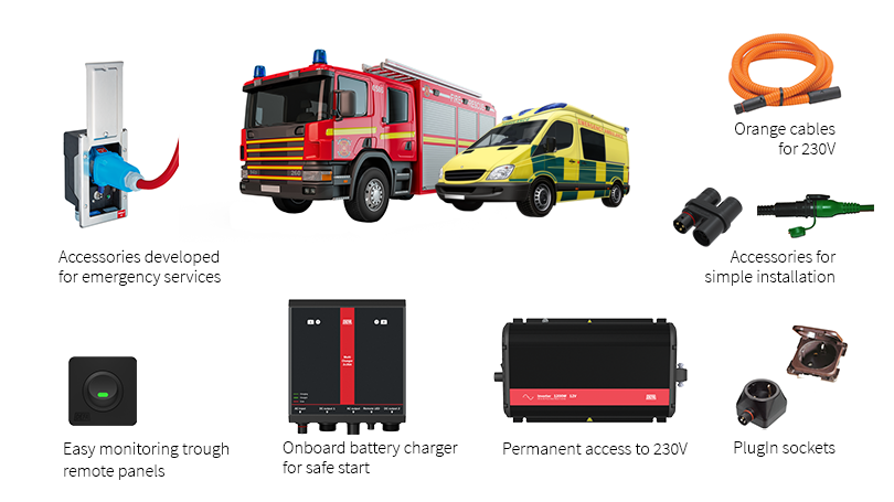 PlugIn system for fire truck and ambulance