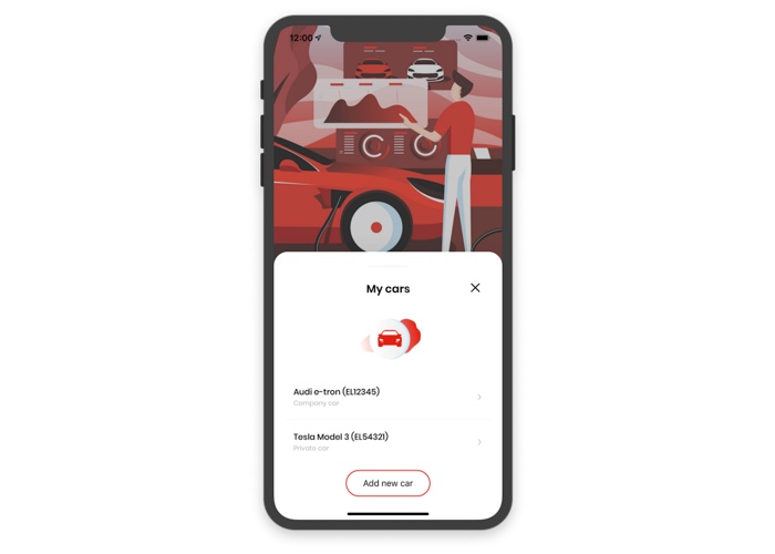 Skærmbillede CloudCharge App - mine biler