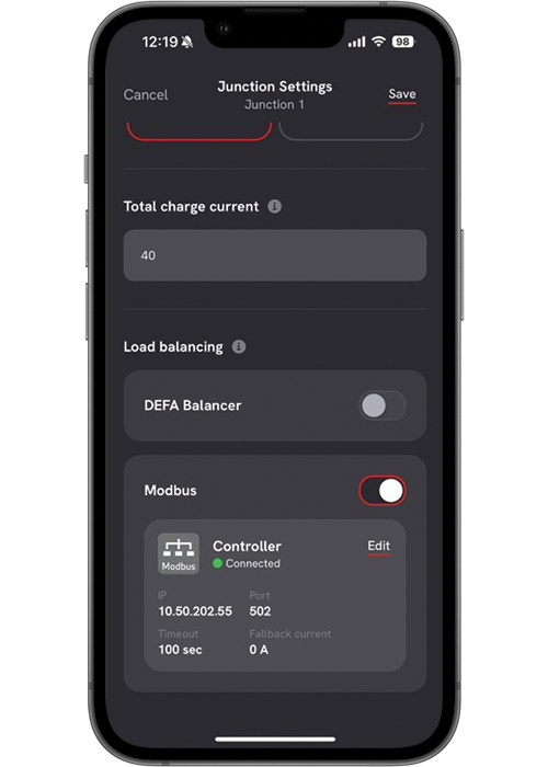 How to enable Modbus - Save settings
