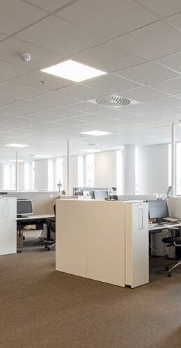 Ledge recessed in open office areas