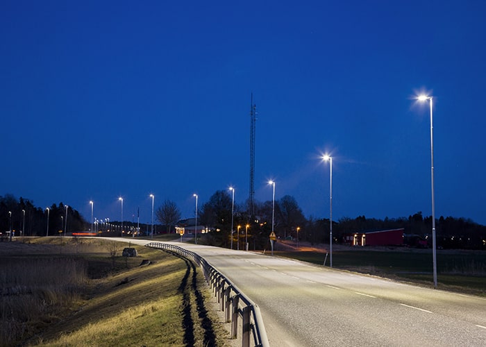 Elite fittings light up road outside Stockholm