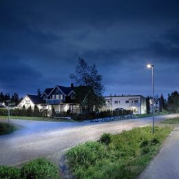 Elite fitting lighting up road in residential area