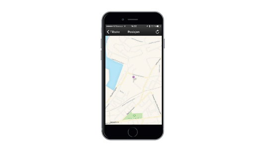 Skjermdump av DEFA app som demonstrerer finder link gps-sporing