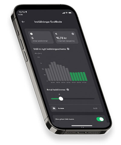 Smart laddning med EcoMode i DEFA Power-appen. 